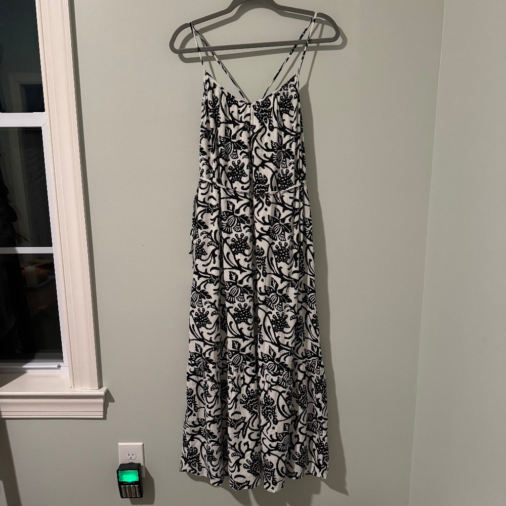White and black long dress from the Loft Small Petite